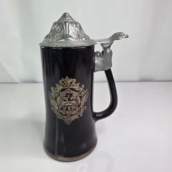 Vintage German VIP Beer Stein w Pewter Lid & Love of A Maid Poem.