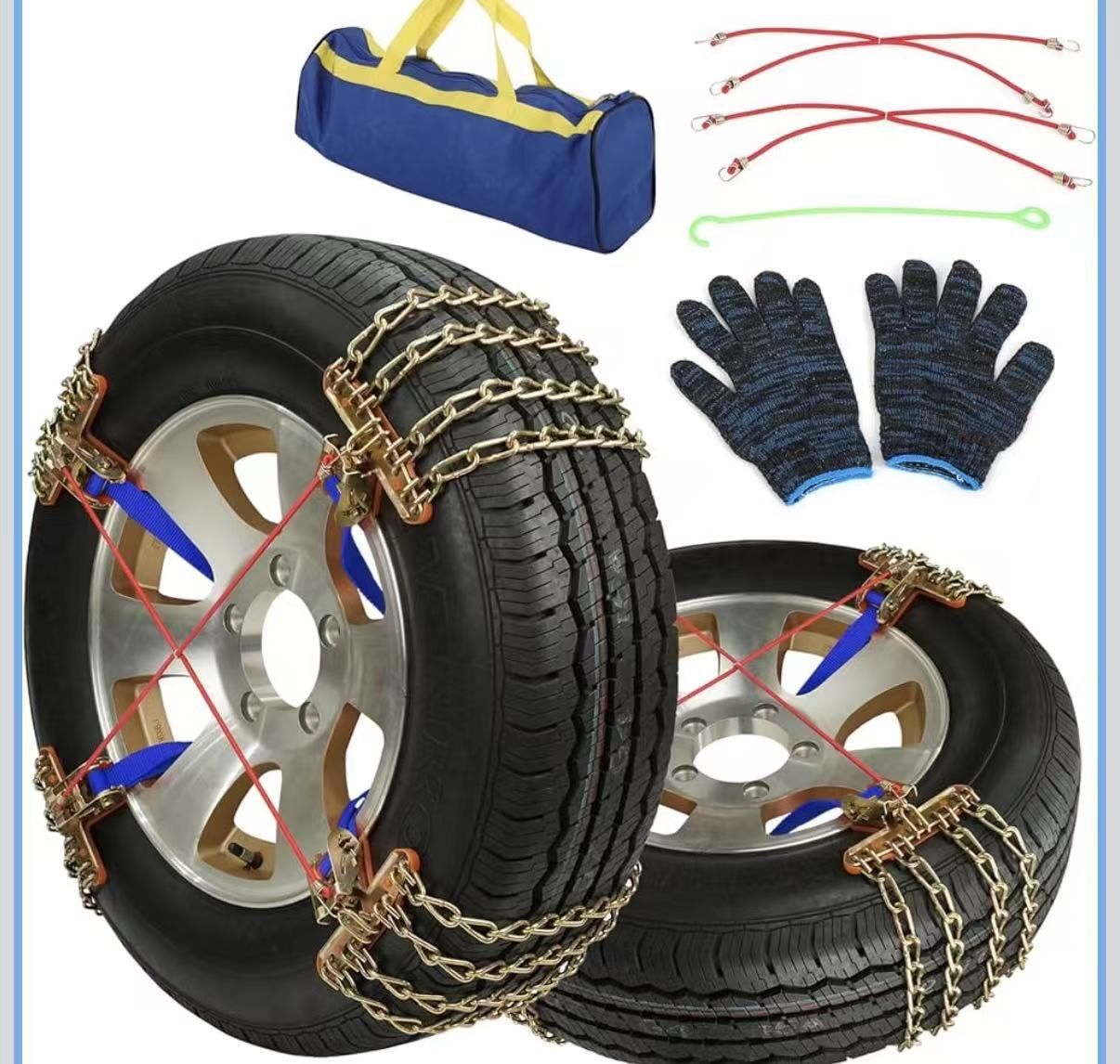 Snow Chains for Car Pickup Trucks SUV,Universal Emergency Tire Traction Chain,Anti-Skid Thickening Tire Chains Width 205 215 225 235 245 255 265mm- Se