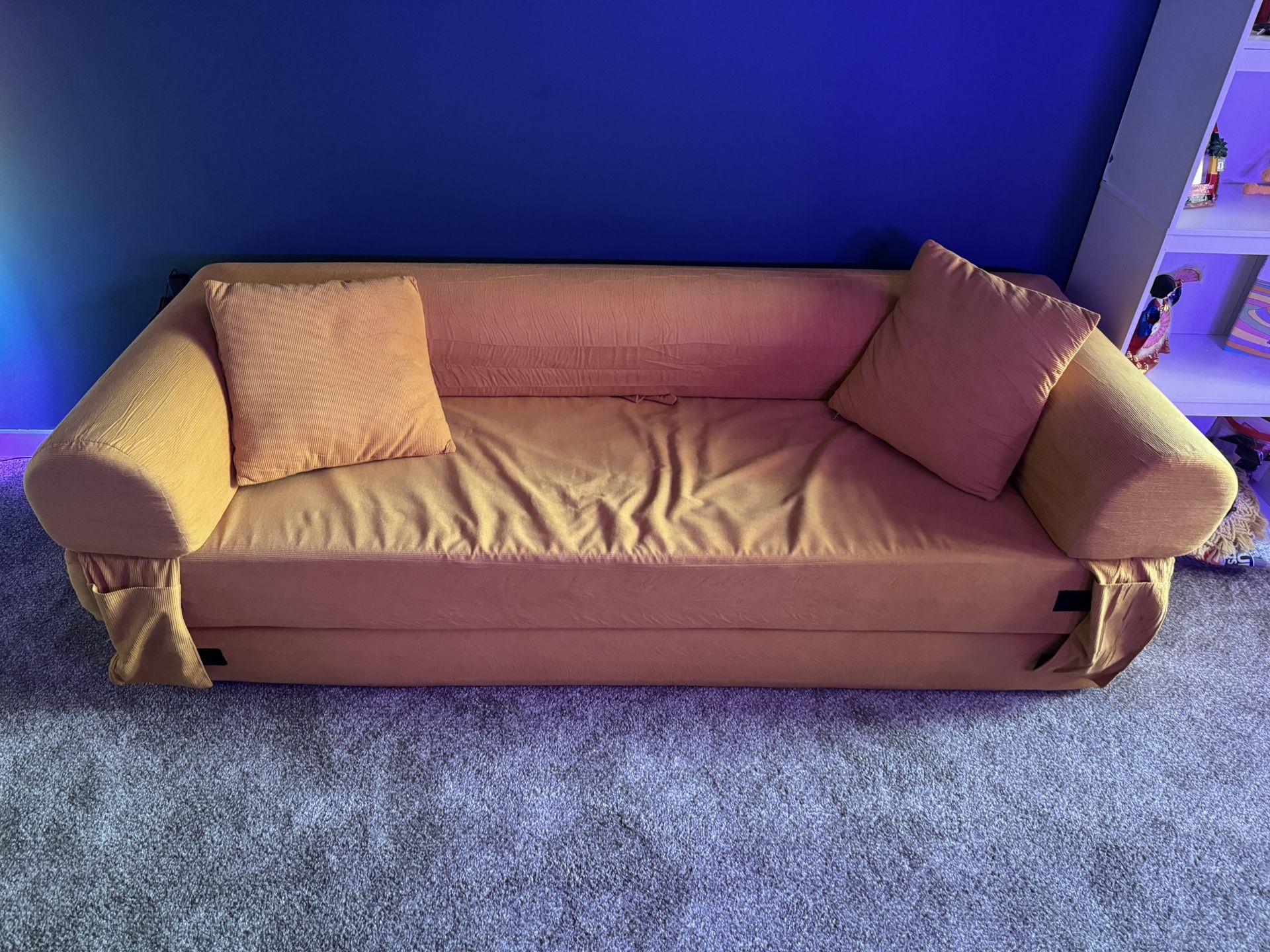 “Boneless” Yellow Sleeper Sofa