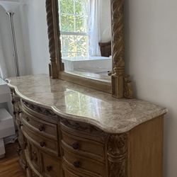 Dresser With Marble Top and Mirror 