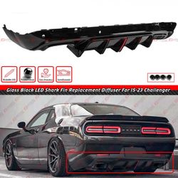 15-23 Dodge Challenger LED Light Gloss Black Rear Bumper Diffuser