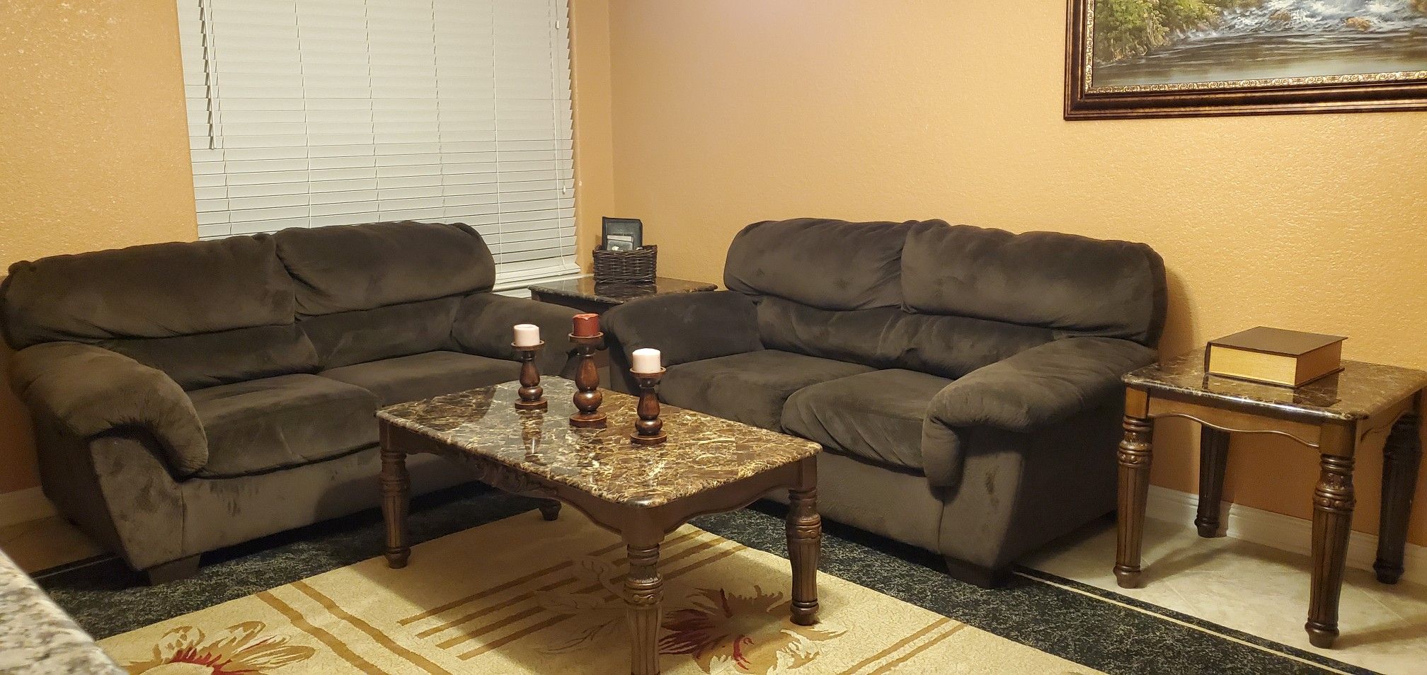 LOVESEAT / SOFA SET WITH COFFEE TABLES