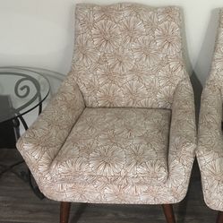 2 Mid century Style Floral Print Chairs