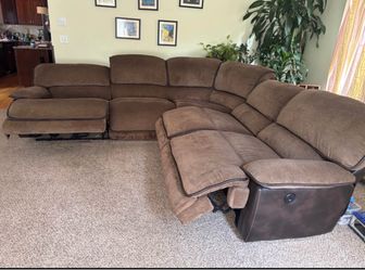 Brown Fabric Reclining Sectional Sofa