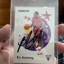 1991-92 Skybox B.J. Armstrong #489 Personally Autograph By Bj Armstrong.