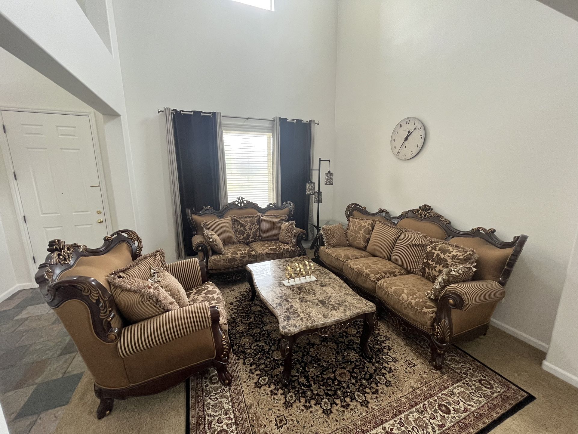 Walnut Living Room Sofa Set