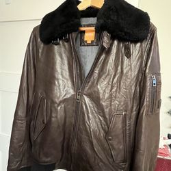 Men’s Hugo boss, lamb leather bomber small