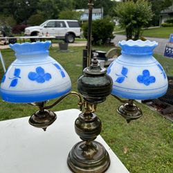 antique double oil lamp converted to electric