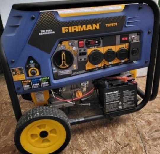 The FIRMAN T07571 Tri-Fuel generator is a 9400-watt trifecta — running on gasoline, natural gas, and propane. The T0757