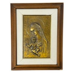 Vintage Icon | Aldo Bertagna Madonna with Child, 1970s Bronzed Copper Art
