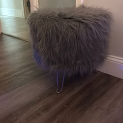Fuzzy Grey stool 