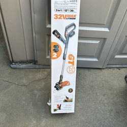 Worx 32V 3 In 1 12" Trimmer, Edger and Mini Mower With Battery And Charger