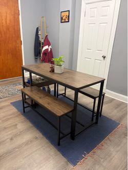 Dining room table and benches