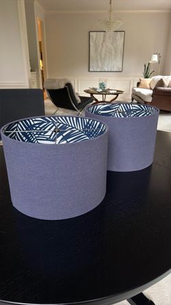 Pair of Blue Drum Lamp Shades 15” diameter