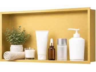 (Brand New in Box)  Stainless Steel Shower Niche Insert 24" x 12" Brushed Gold No Tile Needed, Recessed Horizontal Bathroom Niche, Waterproof, Space-s
