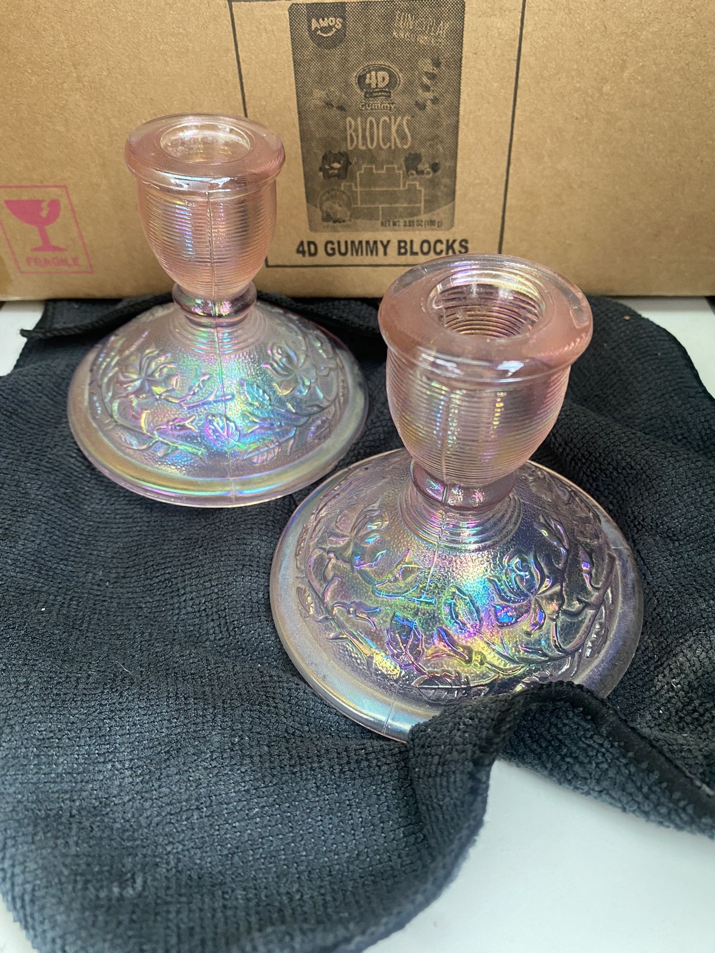 Pink Carnival Glass