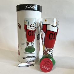 LOLITA Pilsner Glass Multi Sport PERSONALIZE IT! NEW In Box HAND PAINTED W/PEN
