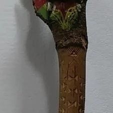 VERY RARE Penobscot Hand-Carved Root Club Double Effigy Fox Spirit & Indian Head 23"