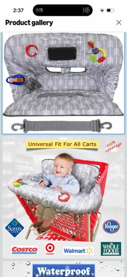 Shopping Cart Cover for Baby, Waterproof Grocery Cart & High Chair Cover 2-in-1, Soft Padded, Double-sided, Machine Washable, Universal Fit, Patented 