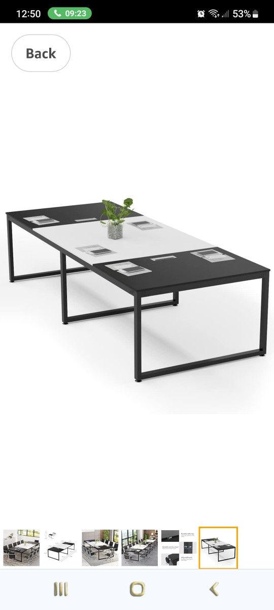 Tribesigns 8FT Rectangle Shaped Conference Table, 94.48L x 47.24W x 29.92H Inches Meeting Seminar Table with Partical Wood Tabletop and Metal Frame, B