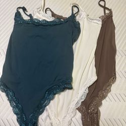 Suuksess Lace Square Neck Double Lined Bodysuit Trio