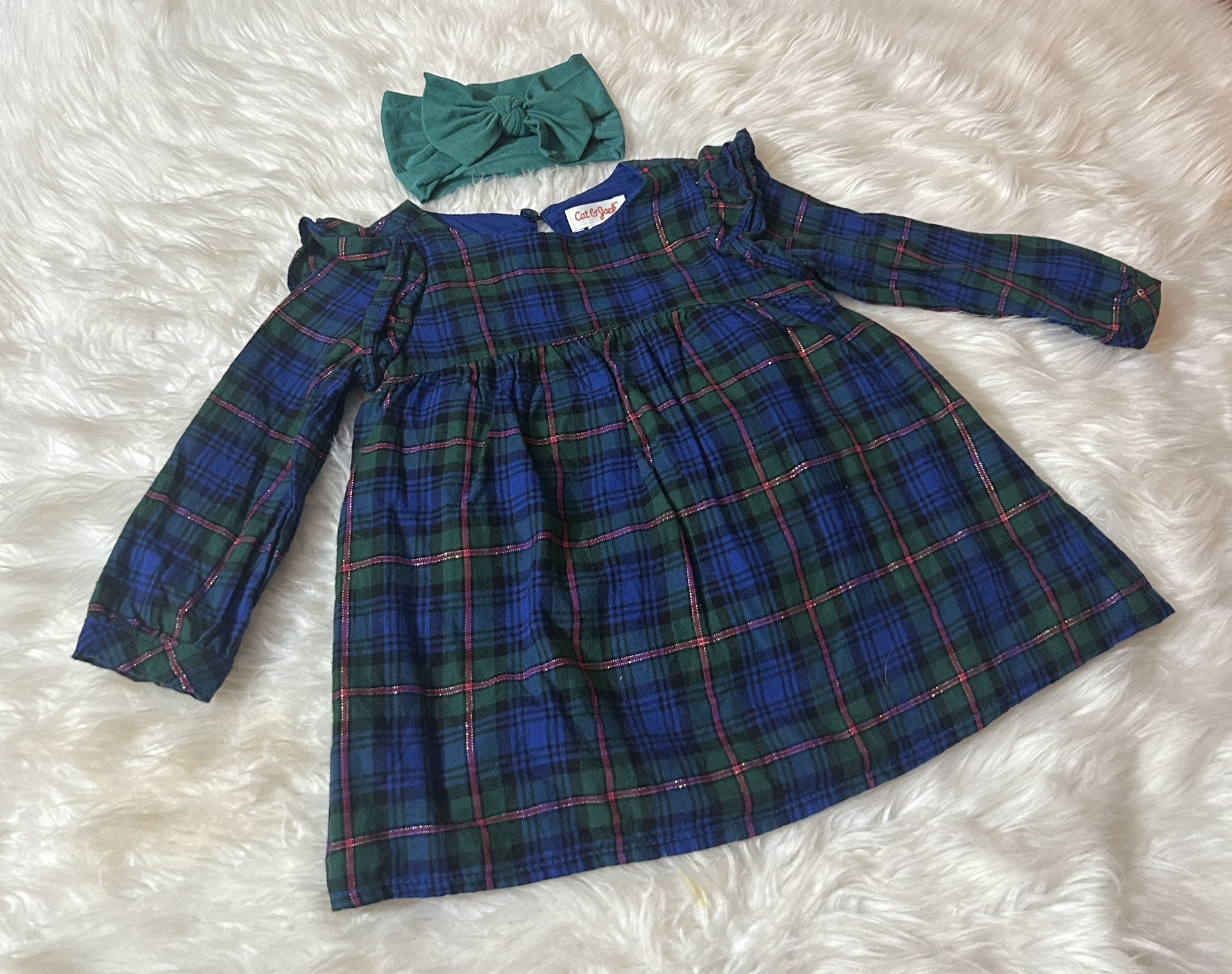 Cat & Jack Blue Holiday Dress w/ Bloomers & Headband *12 Months