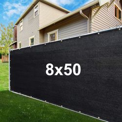 (NEW) $55 Black 8x50 FT Privacy Fence Screen Cover, Mesh Shade Cover for Garden Wall Yard Backyard