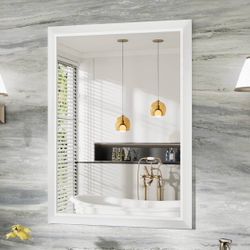 Briivue 28x36 Inch White Bathroom Mirror