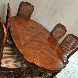 Antique dining tables with six chairs