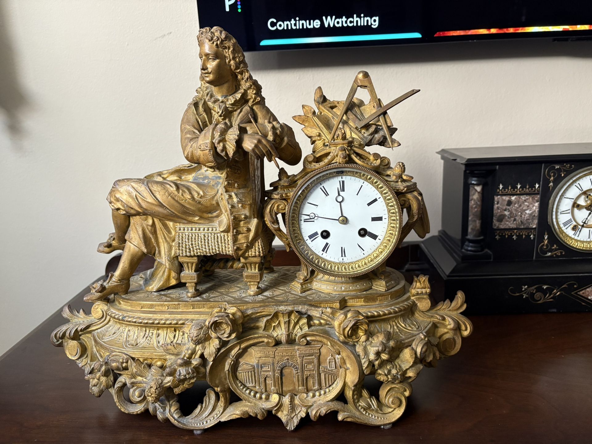 Antique French Figural Mantel Clock
