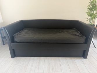 Black Faux Leather Daybed with Mattress