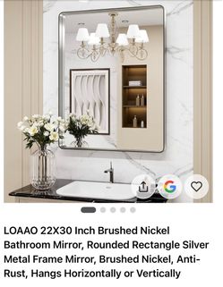 LOAAO 22x30 Brushed Nickel Bathroom Mirror