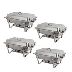 4 Pack Premier Chafers Stainless Steel Chafing Dish 11 Qt. Full Size Buffet Trays  