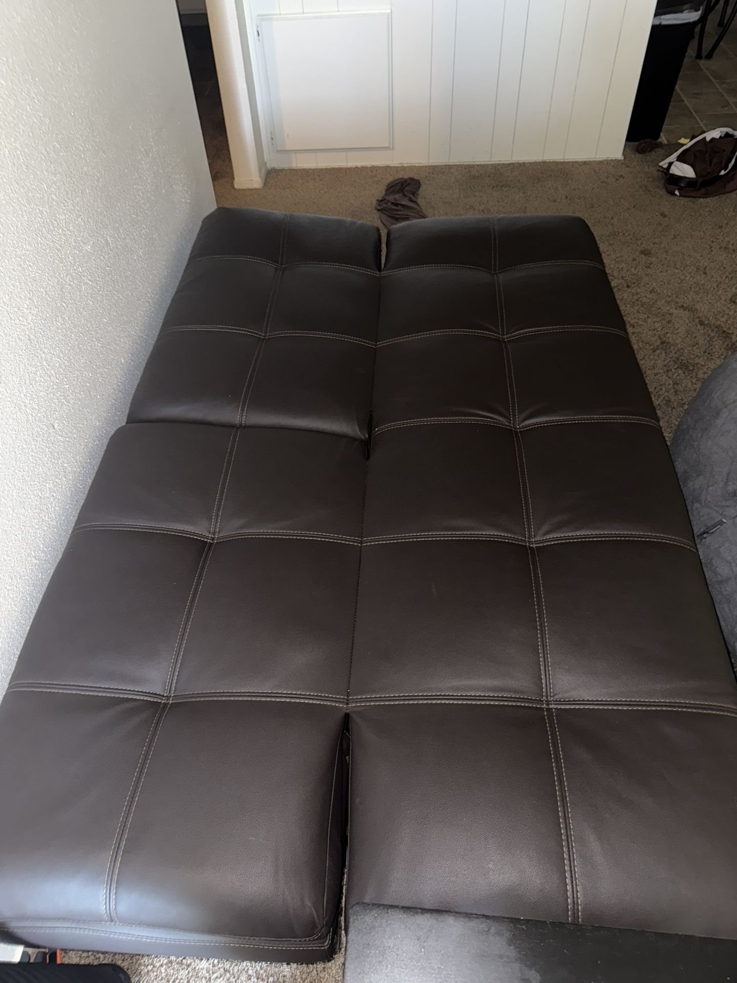 Brown Leather Futon Couch 