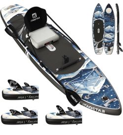 Novelty 11'6" x 35" Inflatable Stand Up Paddle Board with Seat- Stable SUP Board for Adults - Portable Paddleboard for Yoga, Surfing, Fishing - Includ