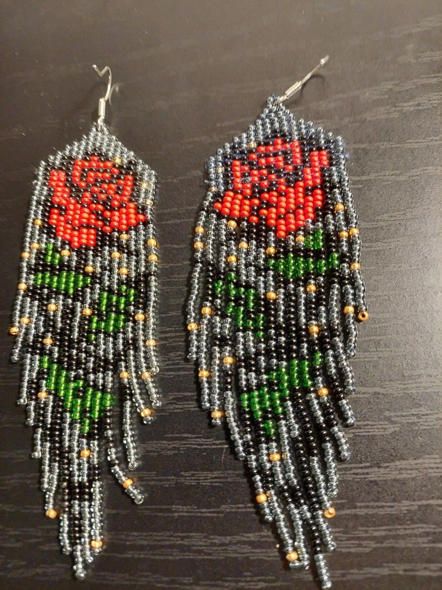 Rose Glass Bead Earrings