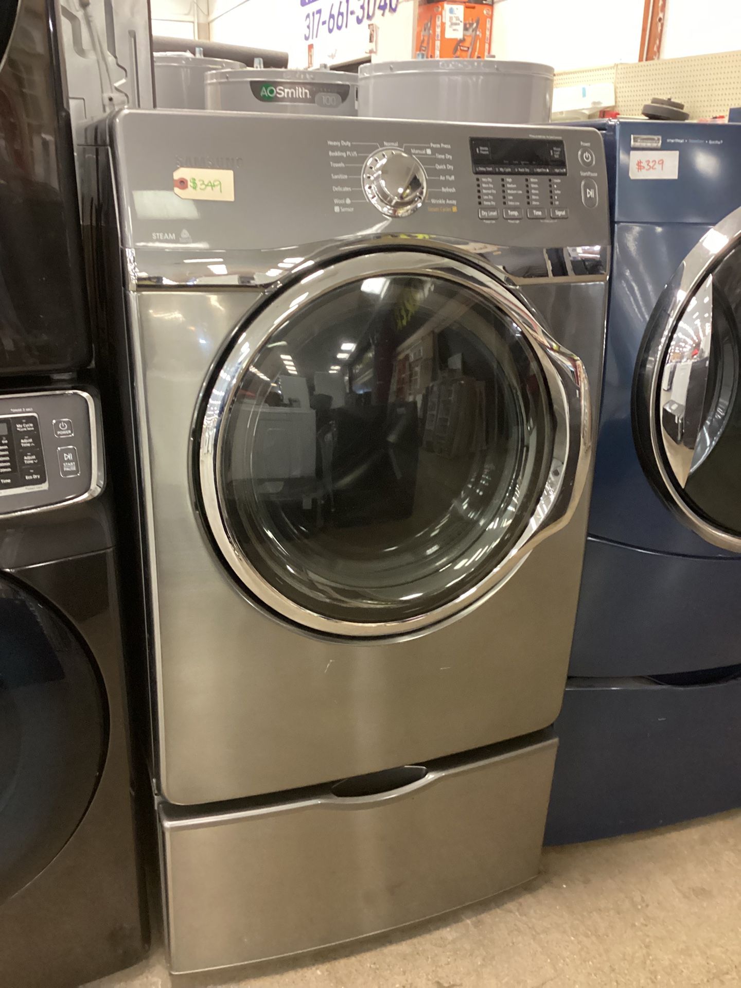 Samsung Electric Dryer With Pedestal Storage Drawer 