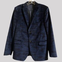 Ralph Lauren Youth 18R Blazer – Navy Blue Camo Velvet Look (Fits Men’s Small)