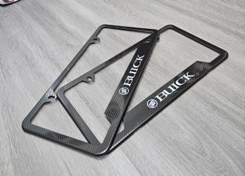 Brand New Universal 2PCS Buick Metal Carbon Fiber Style License Plate Frame