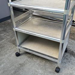 Small 3-tier cart on Caster wheels 19" x 13" x 27" H Great to hold stuff accessories for nail technician, eyelash / eyebrow / tatoo technician, make