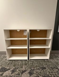 White Bookcases: Set of 2 · $70 for both or $35 each