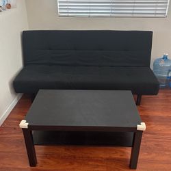 sofa bed and table