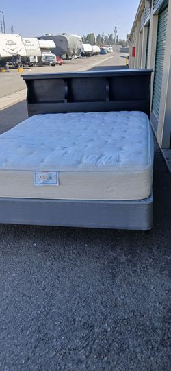 QUEEN BED FRAME WITH BOX AND MATTRESS