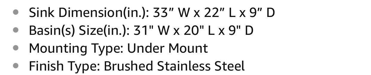 New Large Undermount Stainless Steel Sink 33”x22”x9” with sink grate and drain