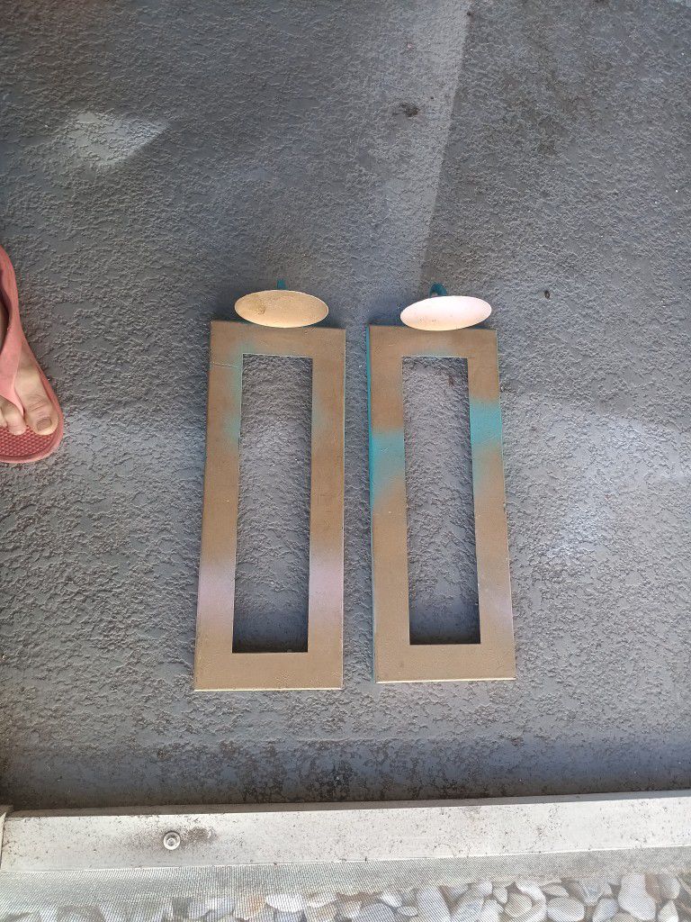 2 metal Ombre candle Holders For Indoor/ Outdoor Use can Be Spaypainyed& Clear Coat Sealed $30 Both, 14" TALL× 7" WIDE