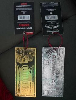 2 Sprayground Backpack Hang Tags - Gold & Silver