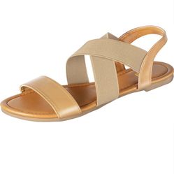 Women's Flat Sandals Elastic Strappy Sandals, Jussy Simple Casual Open Toe Flat Sandals size 7 Summer Beach Sandals for Women