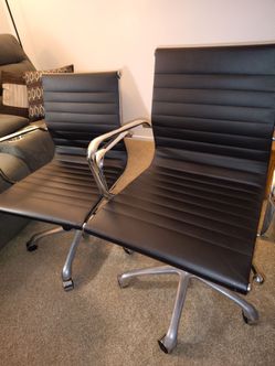 Set of 2 / $20 Black Leather Office Chairs