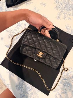 Chanel mini top handle caviar flap RARE