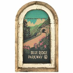Blue Ridge Parkway Wood Arch Frame Fabric Print Wall Art 14” X 22”